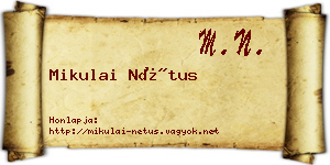 Mikulai Nétus névjegykártya